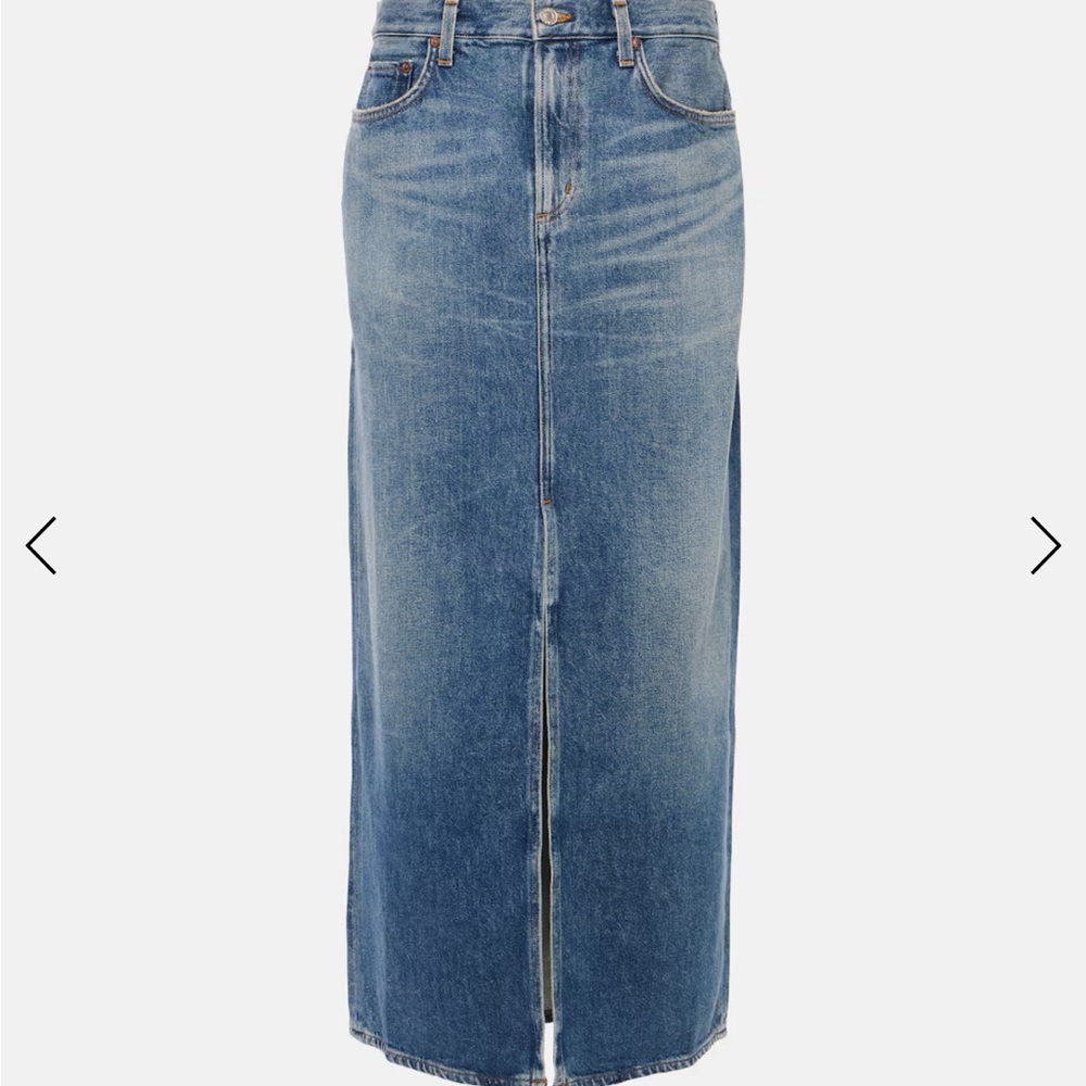 Agolde Blue Denim Skirt long skirt with front slit